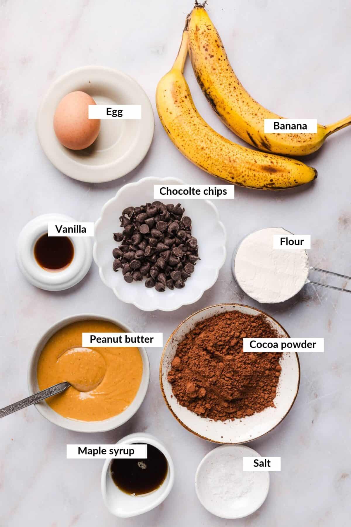 Ingredients to make banana brownies.