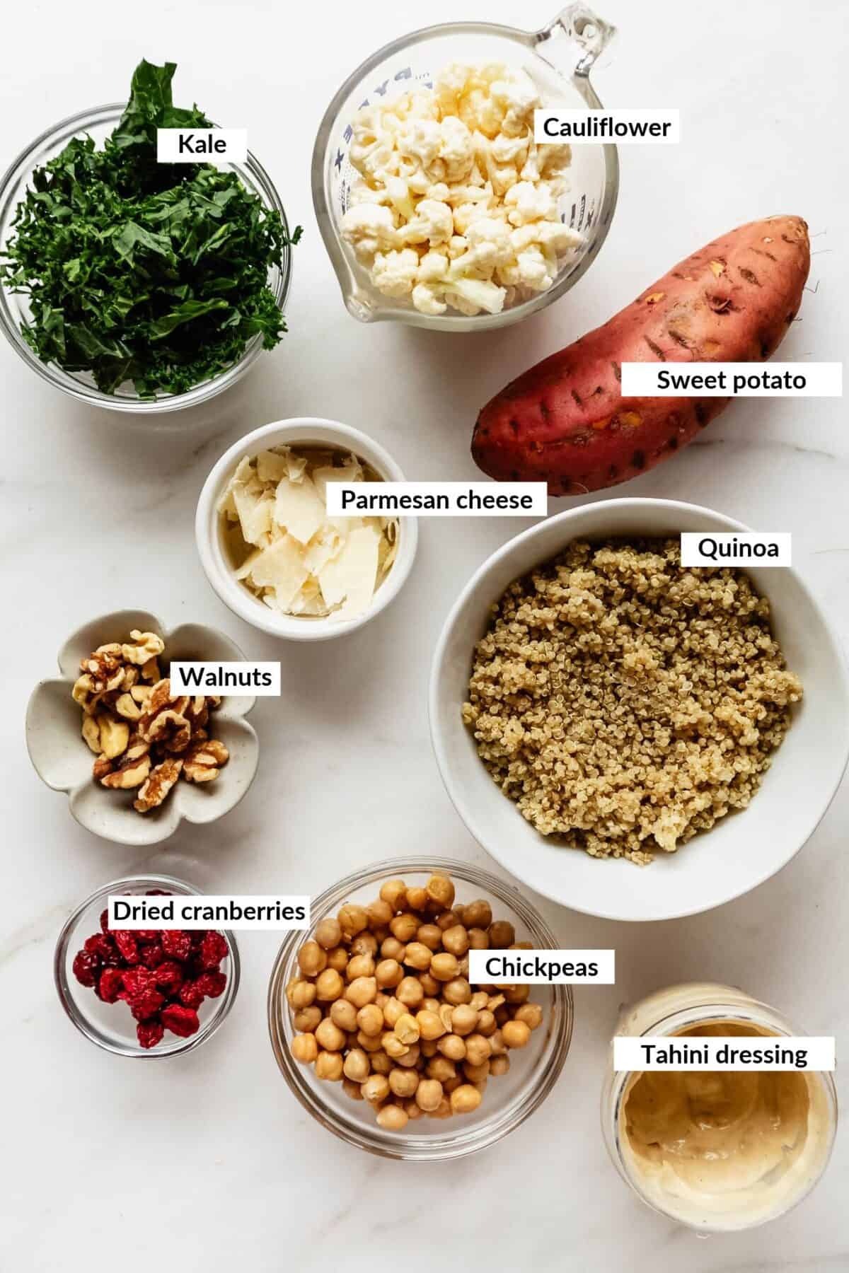Ingredients to make a Fall Harvest Quinoa Salad.
